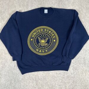 Vintage US Navy Sweatshirt Mens Large Soffe Made USA Crewneck Blue 90s Pullover